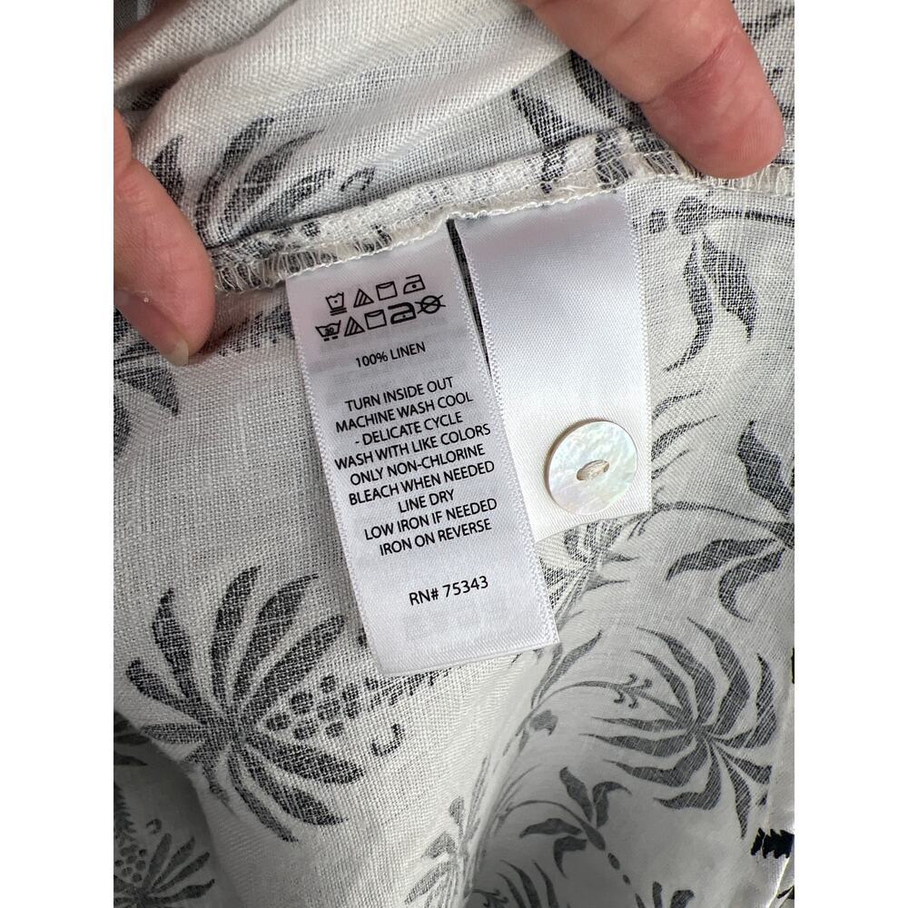 Nicole Miller 100% Linen Black and White Long Sleeve Button Down Size L - Picture 5 of 7